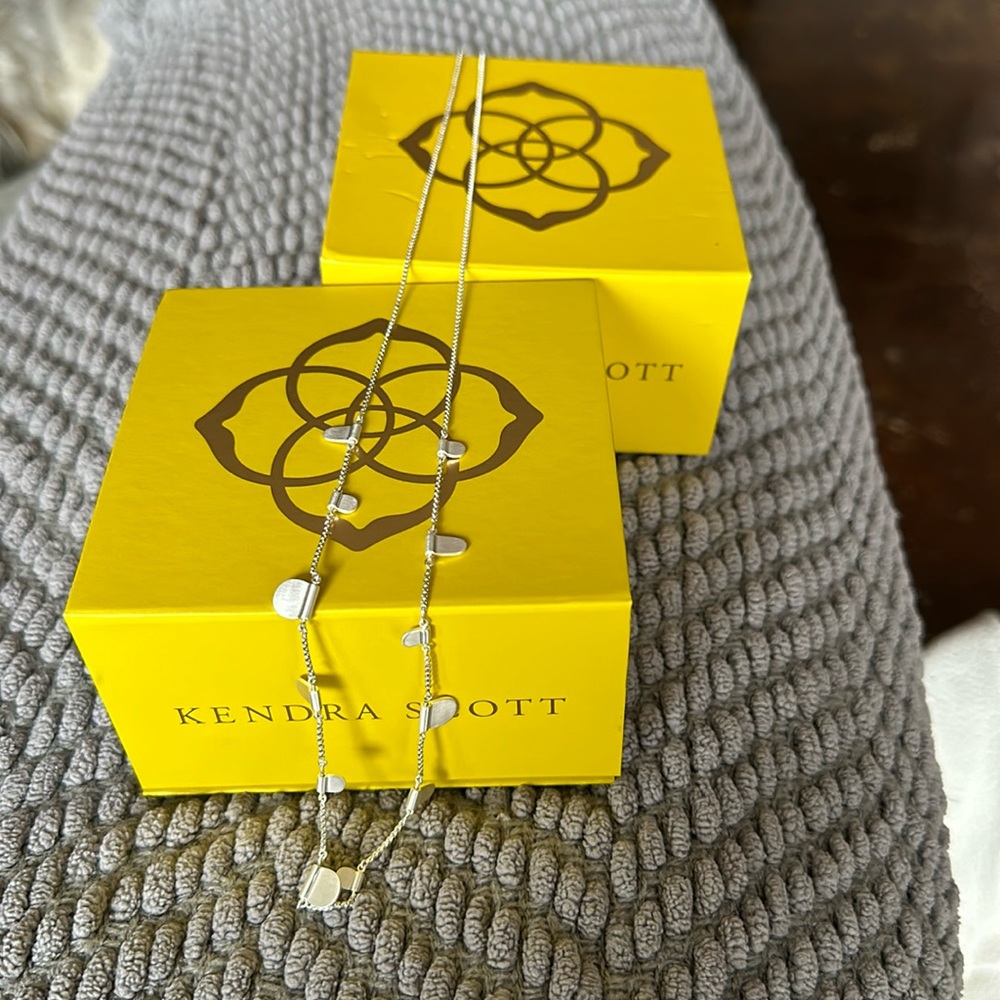 Kendra Scott long adjustable silver matt necklace